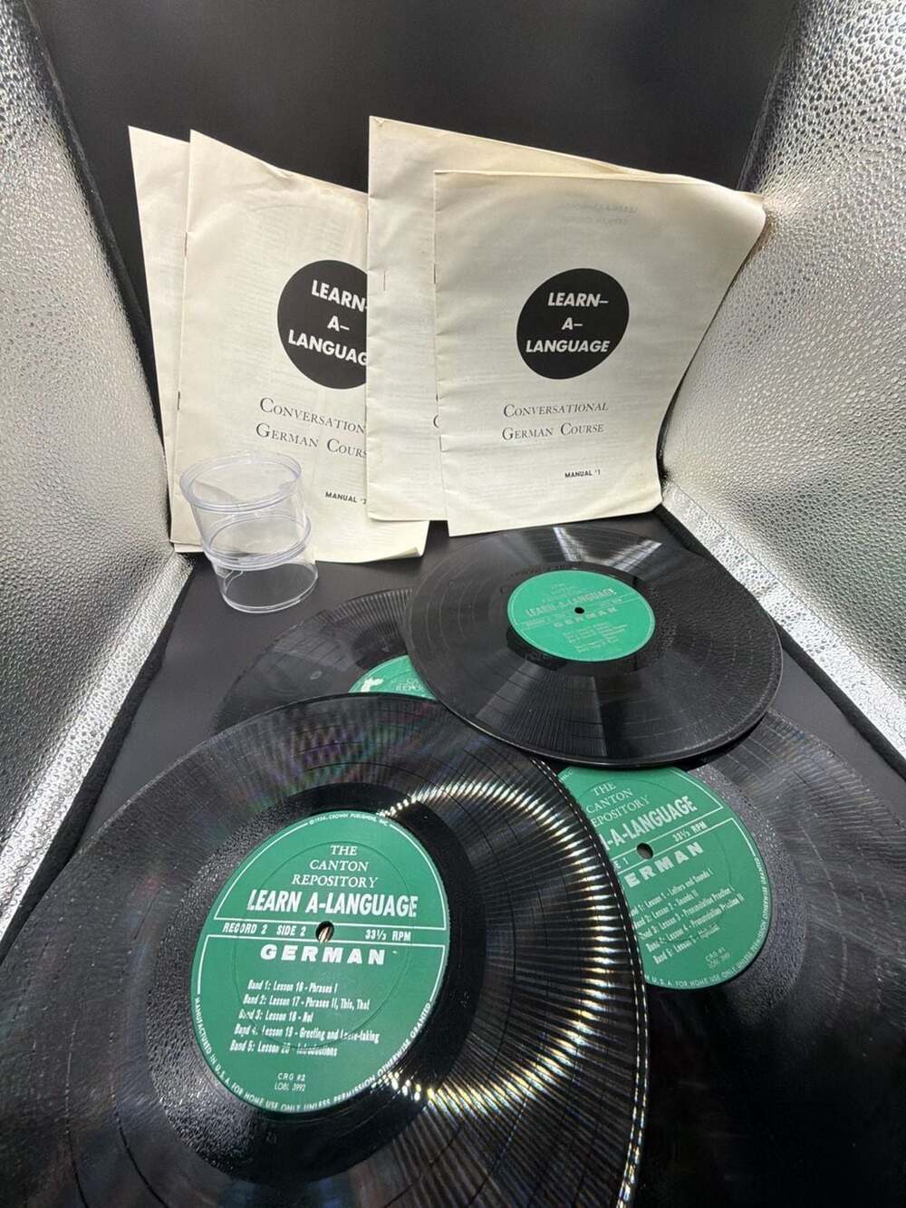 Vintage 1956 Learn-A-Language Conversational German Course Vinyl Record Set with